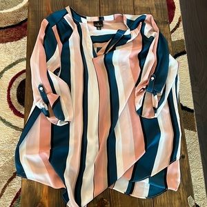 Worthington 0x vertical striped blouse